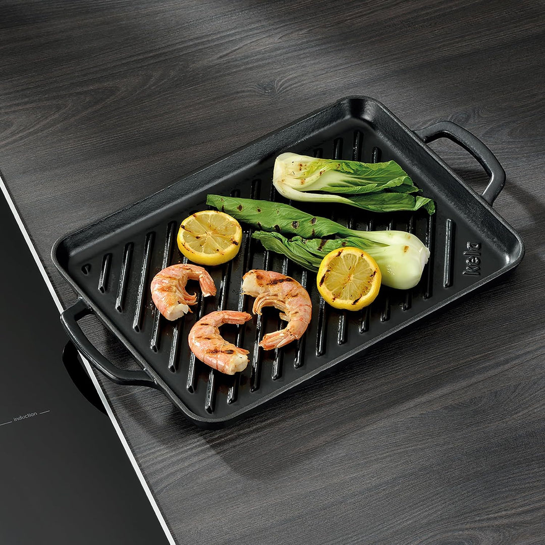 kela Grillplatte Induktion 35 x 25 cm CALIDO, Grillplatte Gusseisen emailliert für den Herd, hitzebe