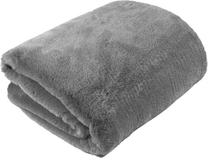 jilda-tex Wohn- Kuscheldecke Felloptik Rabbit Deluxe 750 GSM 150x200 220x240 cm Kunst-Felldecke (Hel