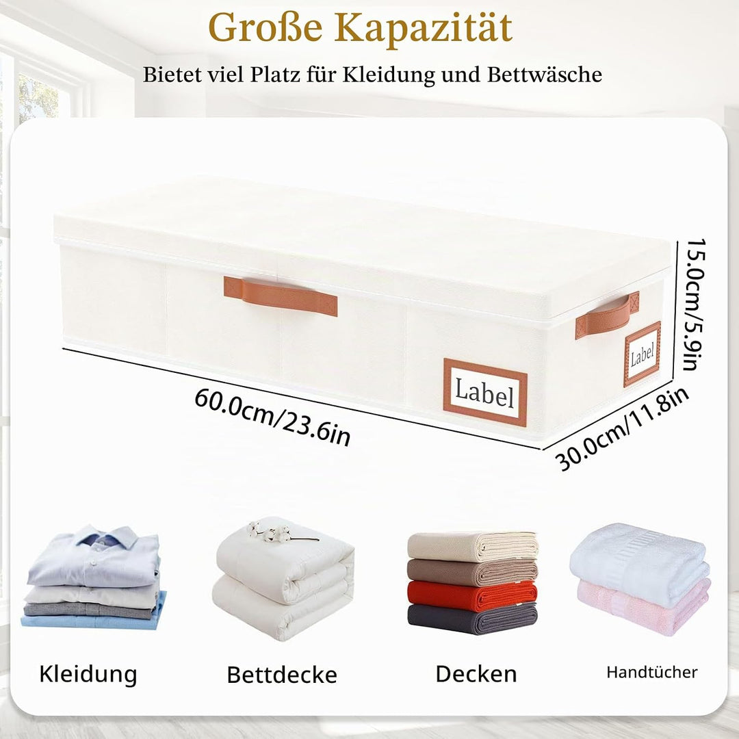 Yawinhe 2 Stück Unterbett Aufbewahrungsbox, Kleideraufbewahrungstasche Mit abnehmbarem Deckel und Gr