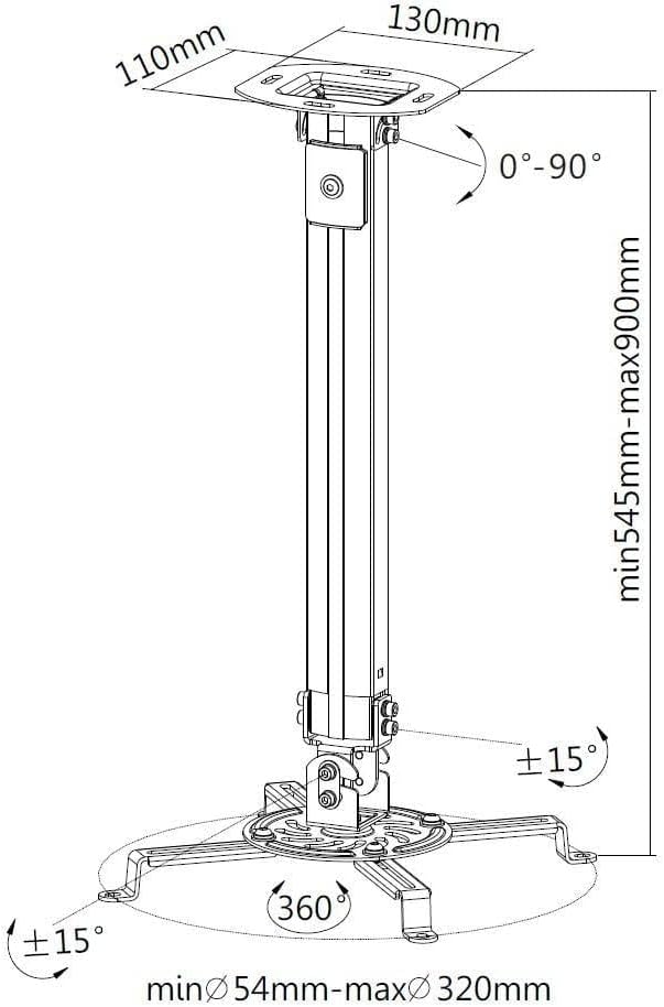 Techly Projector Bracket Silver 900Mm 54-90 cm, 54-90 cm