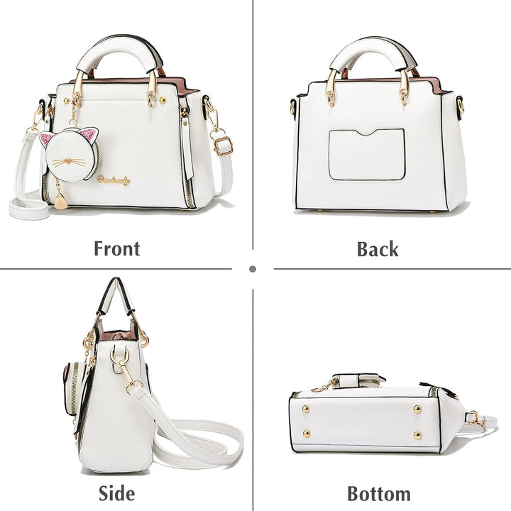 PORRASSO Damen Handtasche Süsse Umhängetasche Henkeltaschen Frauen Wasserdicht PU Leder Schultertasc