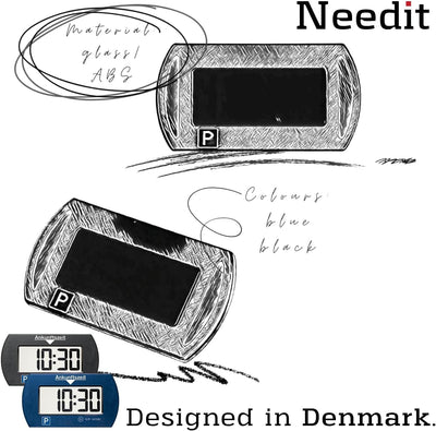 Needit Park Mini Blau elektronische Parkscheibe Digitale Parkuhr mit offizieller Zulassung des Kraft