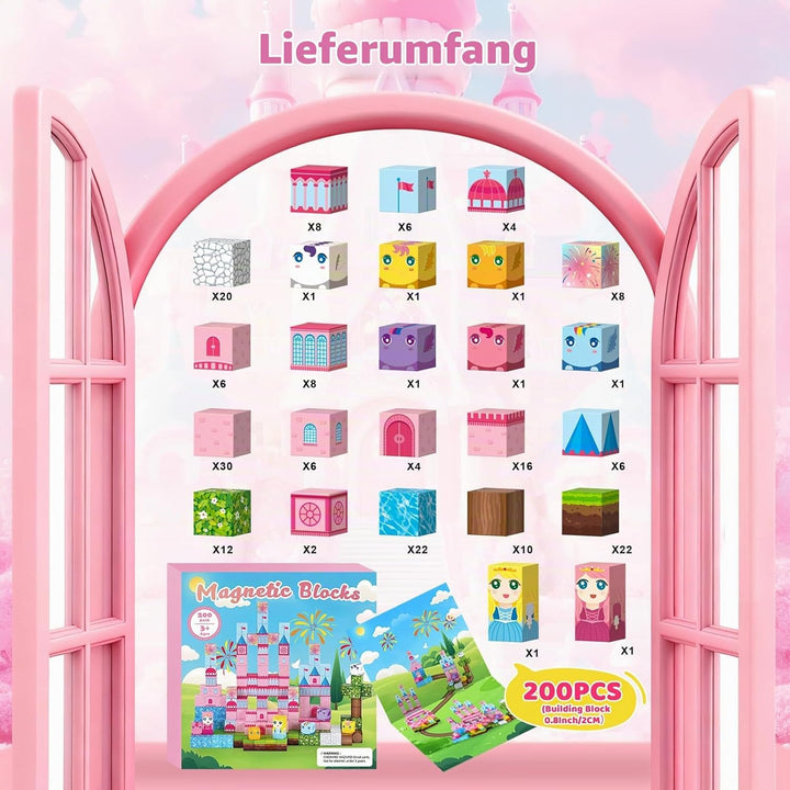 HOPFROG 200 Teile Magnetische Bausteine, Magnetic Blocks, Magnetbausteine Spielzeug für Kinder ab 3