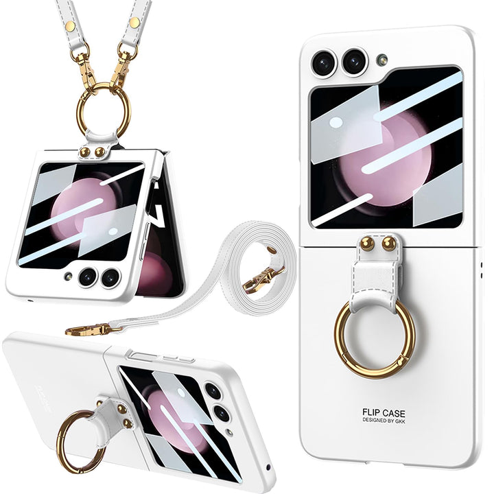Miimall Kompatibel mit Samsung Galaxy Z Flip 5 Hülle mit Kameraschutz, [Externer Bildschirmschutz] Z