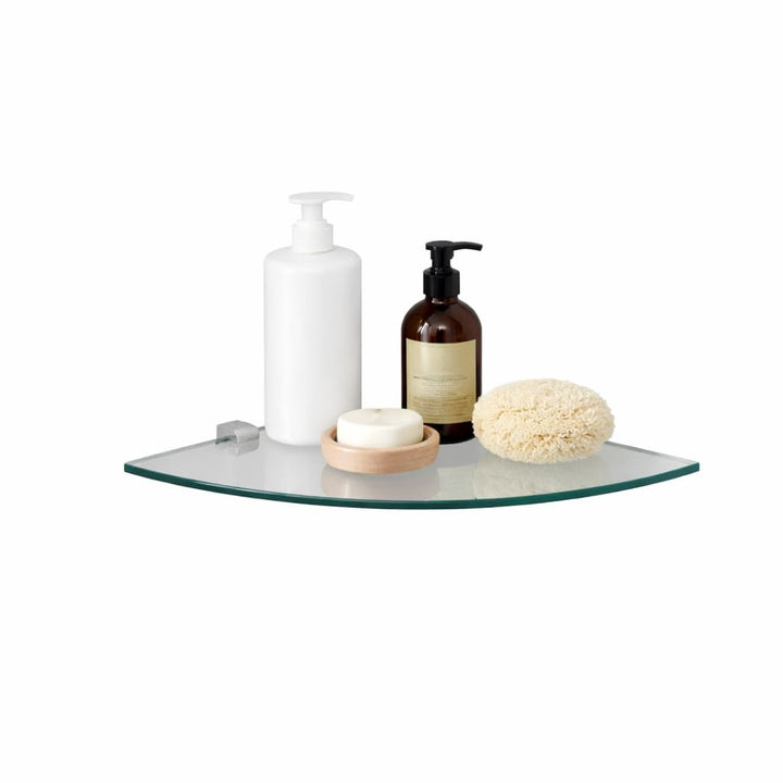 Euro Tische Glas Eckregal 35x35cm, Wandregal für Badezimmer, Duschregal Bad, Glas Badregal mit 6mm E