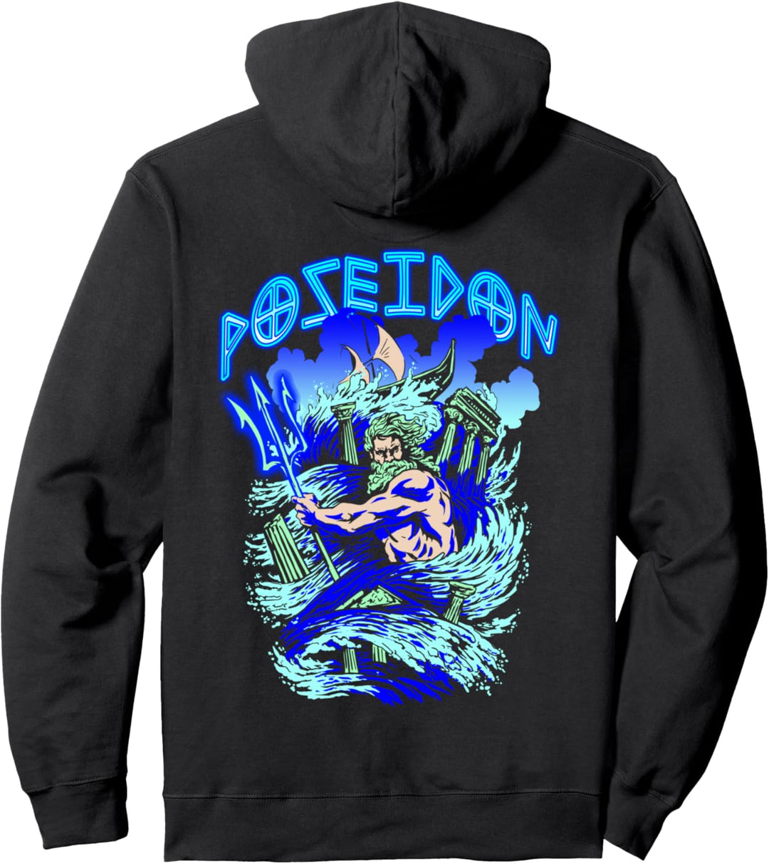 Poseidon Antike griechische Gott Mythologie Vaporwave Pullover Hoodie