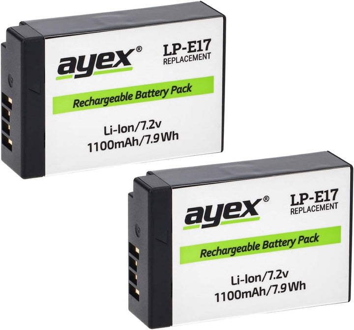 ayex Batteriegriff Kompatibel mit Canon EOS RP + 2 x LP-E17 Akku + 1x USB Dual Ladegerät Ersatz für