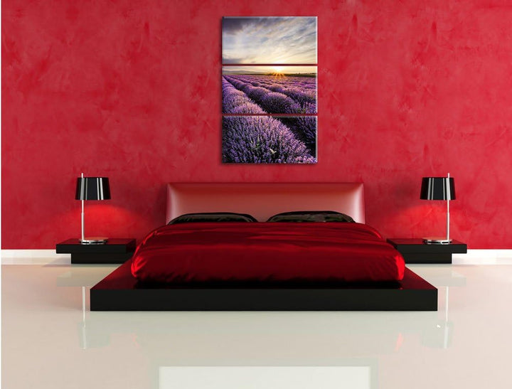 Pixxprint Traumhafte Lavendel Provence als Leinwandbild/Grösse: 3 Teilig (120x80) cm/Wandbild/Kunstd