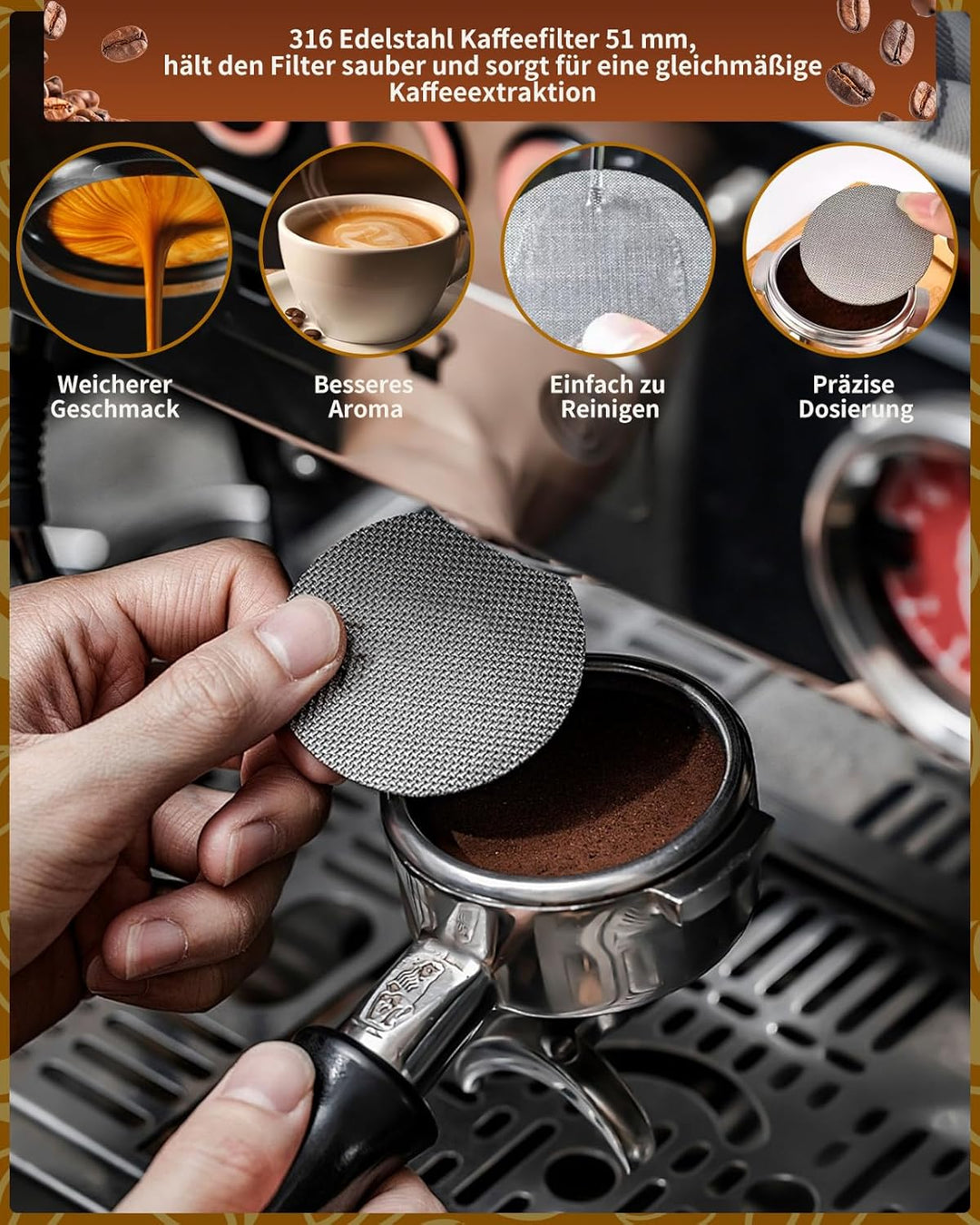 51mm Siebträger Zubehör | Coffee Distributor 51mm Espresso Leveler Tool, Komplettes Barista Set mit