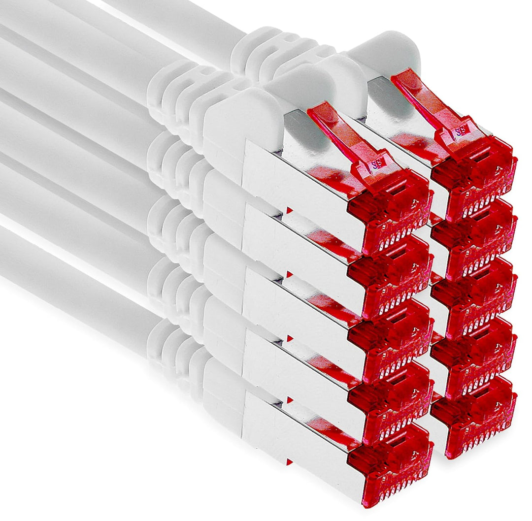 1aTTack.de - 10x 5m CAT6 Patchkabel S/FTP PIMF Schirmung CAT.6 RJ45 Netzwerkkabel Ethernetkabel DSL