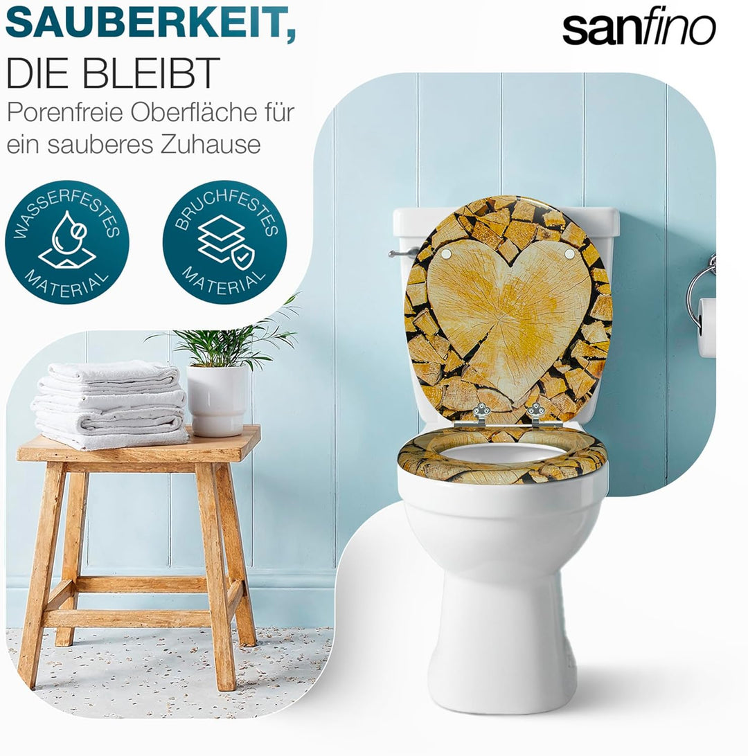 SANFINO® Premium WC Sitz mit Absenkautomatik – hochwertige Toilettendeckel aus Holz, viele bunte Mot
