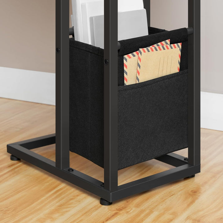 HOOBRO Beistelltisch mit Ladestation, C-Form, Klappbarer Couchtisch mit Stofftasche, Nachttisch mit
