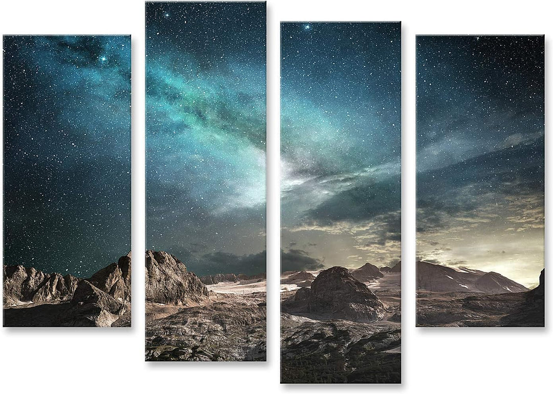 islandburner Bild auf Leinwand Milchstrasse In Der Morgendämmerung In Einer Berglandschaft Bilder Wa