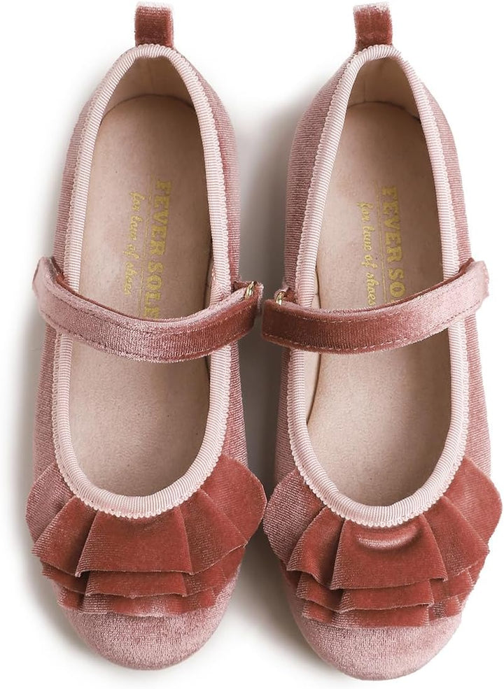 Feversole Girls Cute Dress, Mädchen süsses Kleid Mary Jane Schuhe weiche Party Urlaub Ballerinas 30