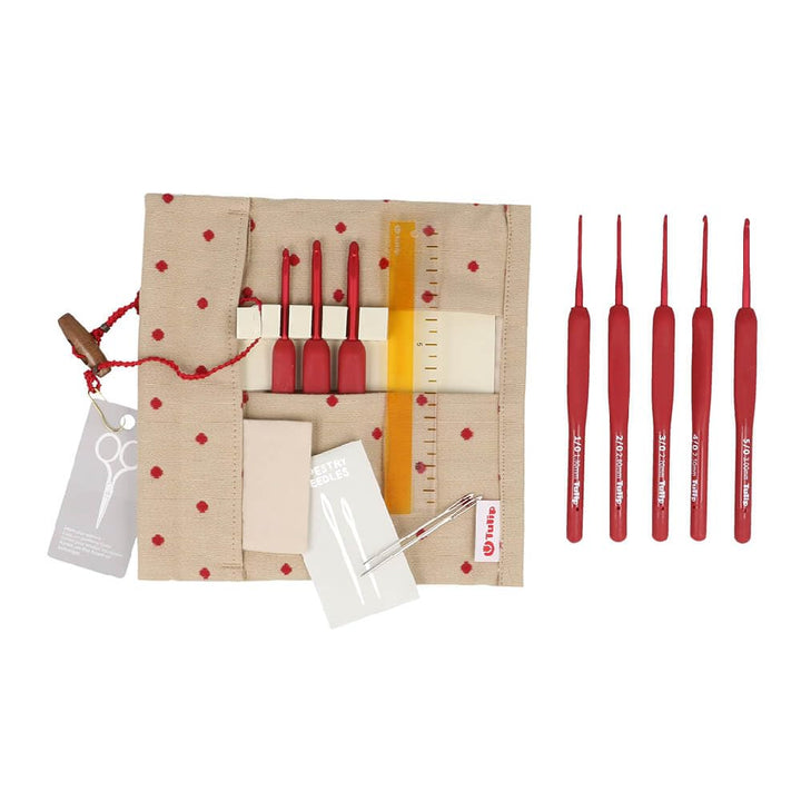 TULIP Etimo Red Crochet Hook Häkelnadel-Set TED-001e, Rot 1,8/2/2,2/2,5/3/3,5/4/5mm Red, 1,8/2/2,2/2