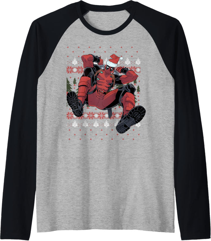Marvel Deadpool Ugly Weihnachten Sweater Style Raglan