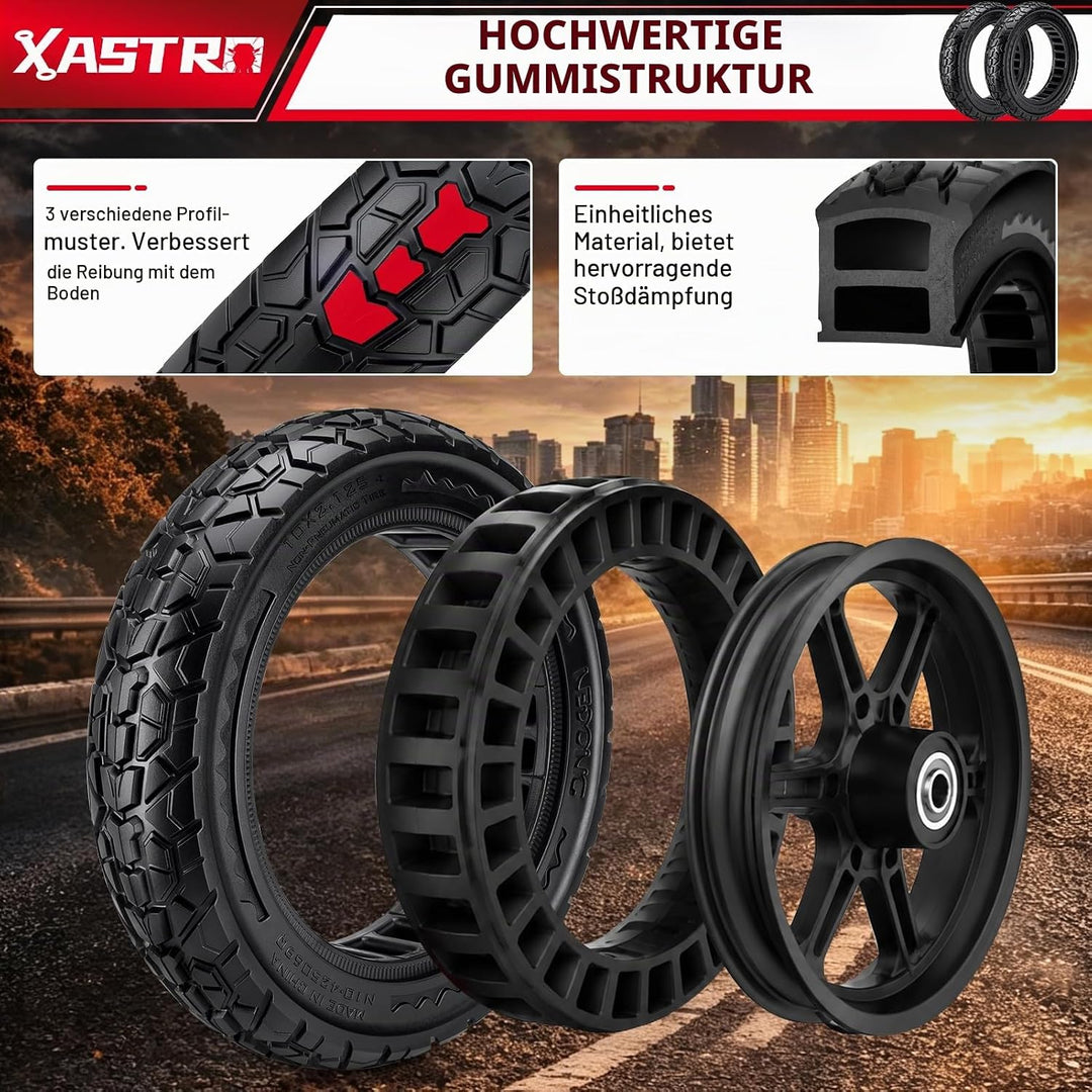 Xastro 2PCS 10X2.125 Reifen für Elektroroller 10x2.125 schlauchloser Reifen für Scooter 50/75-6.1 Sc