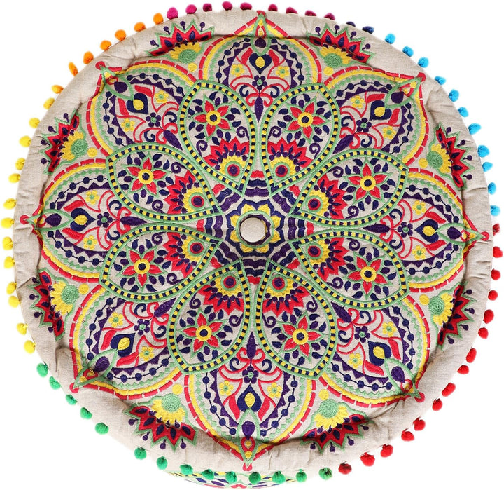 MARRAKESCH Pouf Hocker aus Baumwolle Hakika Inklusive Füllung ø 50cm Rund Bodenkissen als Orientalis