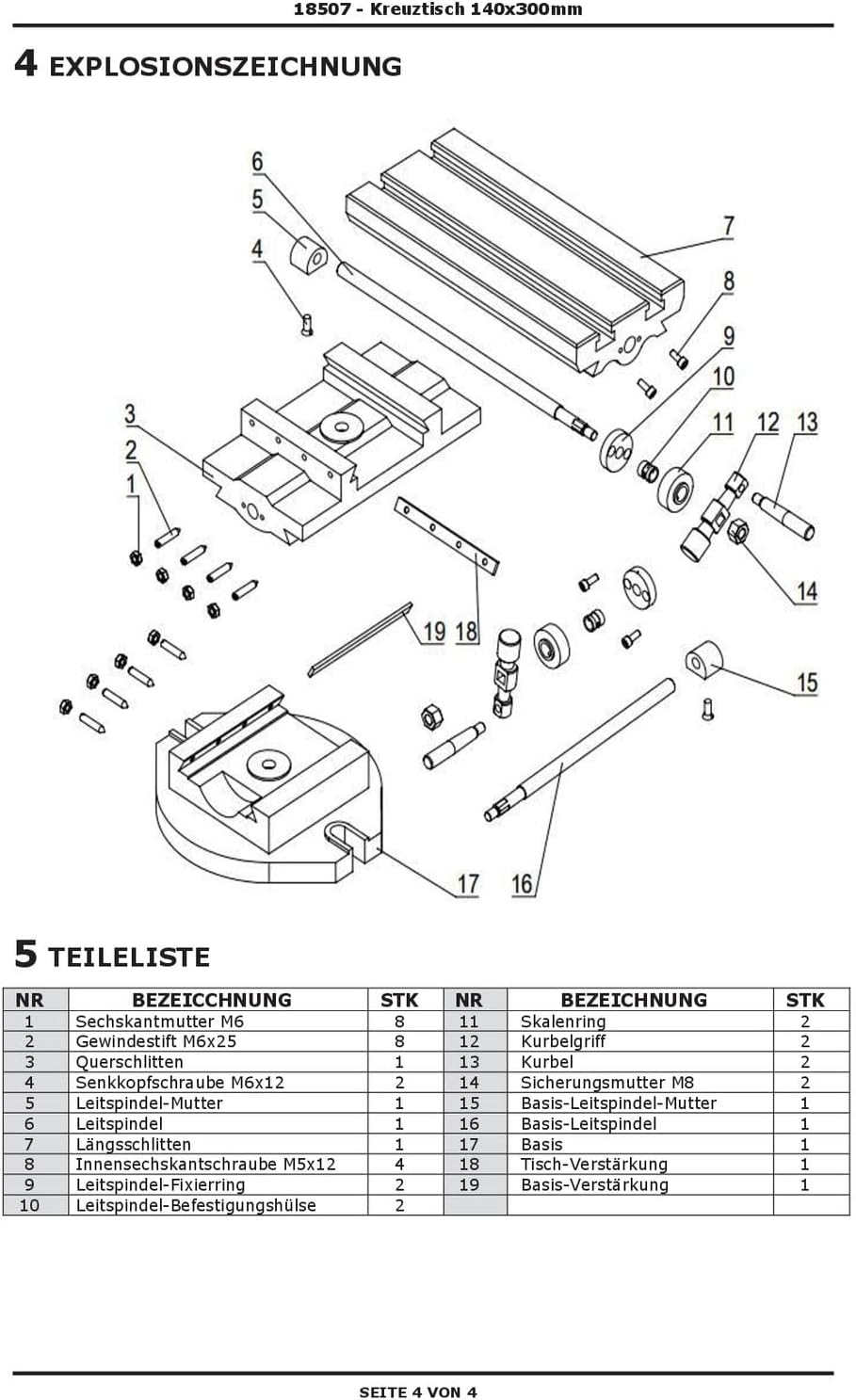 Kreuztisch Frästisch Bohrtisch Schraubstock Koordinatentisch 140x310mm