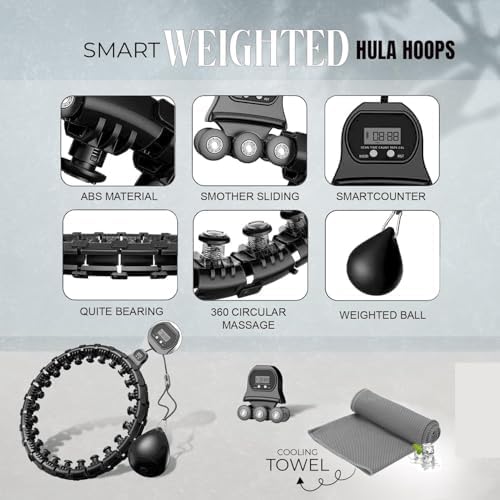 Smart Hula-Hoop, gewichteter Hula-Hoop, verstellbar, für Fitnessübungen, gewichtet, 27 abnehmbare Kn