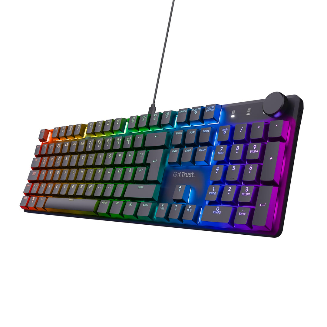 Trust Gaming GXT 866 Torix Mechanische Tastatur Deutsches QWERTZ Layout, Huano-Switches, Flache Tast