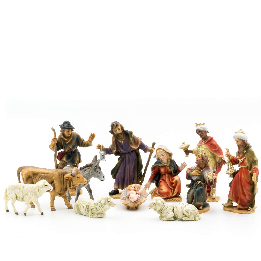 MAROLIN Krippenfiguren Set mit 12 Figuren, zu 12cm Fig. (Kunststoff) - 100% Deutsches Manufakturprod