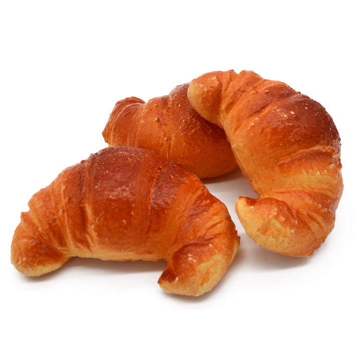3 Deko-Croissants - Attrappe aus Kunststoff für Kaufladen Schaufenster Bäckerei Konditorrei Patisser