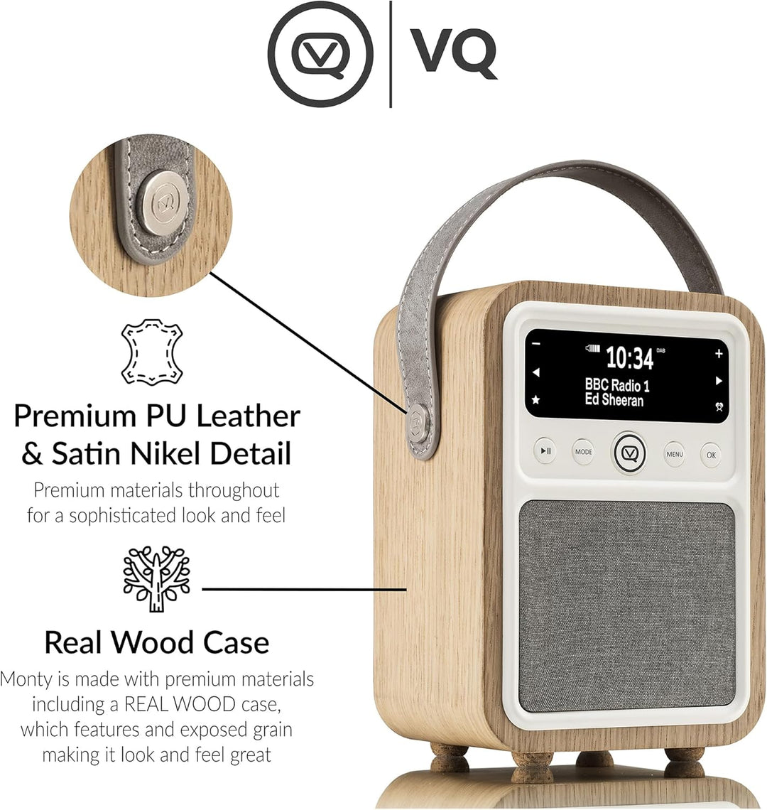 VQ VQ-MONTY-OK Monty Radio w/Bluetooth Eiche Wooden Eiche, Wooden Eiche