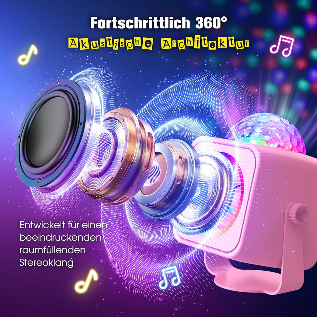 Dislocati Geschenk Mädchen 3-15 Jahre, LED Disco Karaoke Maschine Mikrofon Kinder Mit 2 Bluetooth Mi