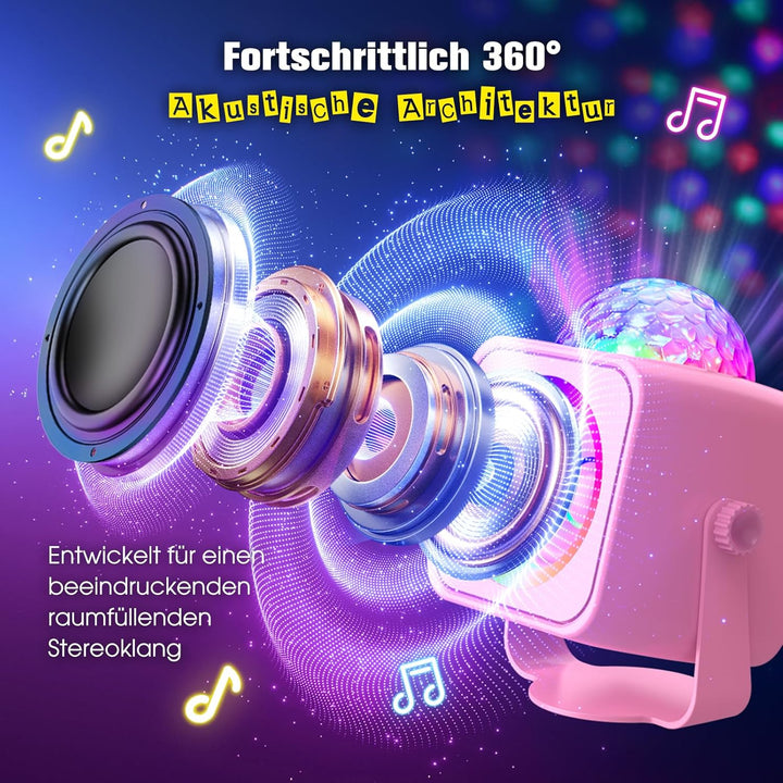 Dislocati Geschenk Mädchen 3-15 Jahre, LED Disco Karaoke Maschine Mikrofon Kinder Mit 2 Bluetooth Mi