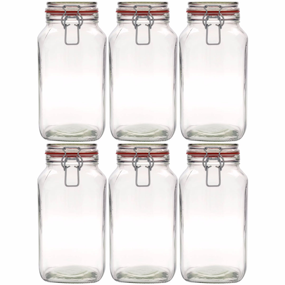 6x Drahtbügelgläser 2590ml | luftdichte Vorratsgläser, Einmachgläser | Ideal Aufbewahrung von Lebens