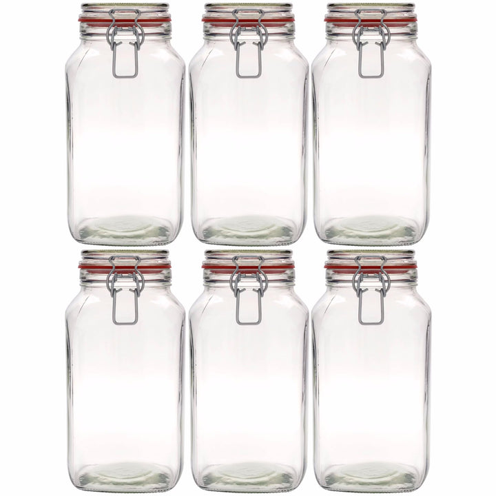 6x Drahtbügelgläser 2590ml | luftdichte Vorratsgläser, Einmachgläser | Ideal Aufbewahrung von Lebens