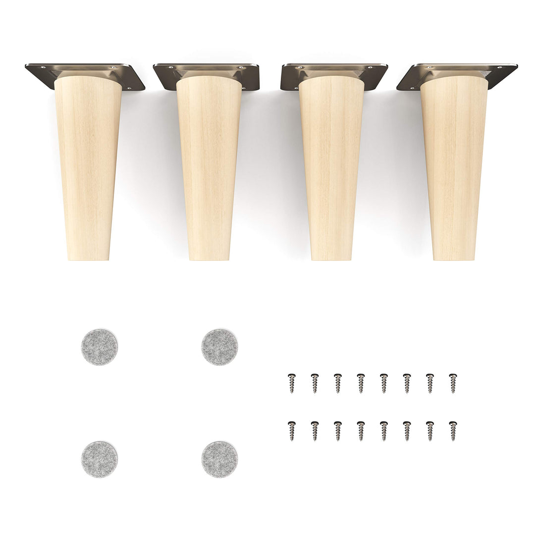Sossai Möbelfüsse aus Naturholz Buche unbehandelt, Clif Round HMF1, 12 cm hoch, rund, gerade Ausführ