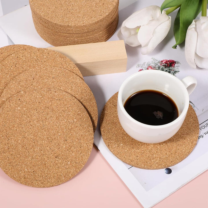 Untersetzer aus natürlichem Kork, Holz, Getränkeuntersetzer, Tee-, Kaffee-, Tassen-Matte, saugfähig,