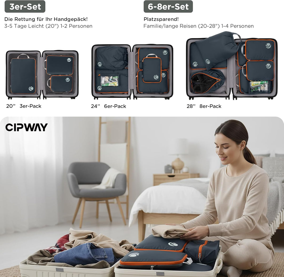 Cipway Kompression Koffer Organizer Set für Rucksack ，Ultraleichte Packtaschen Compression Packing C