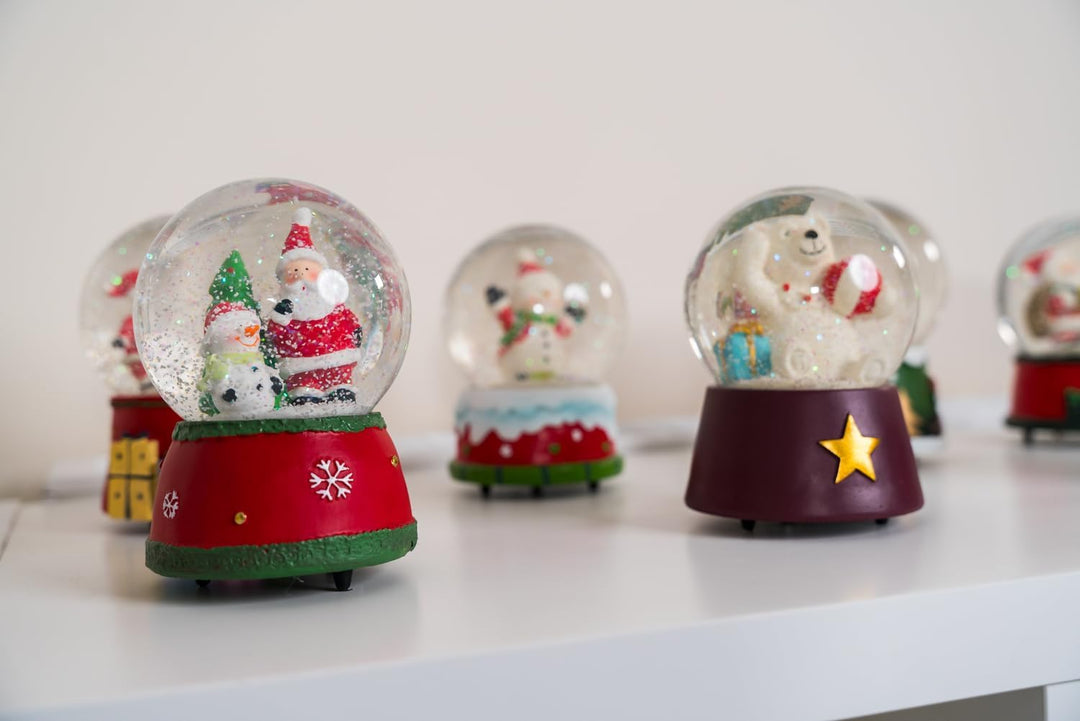Mousehouse Gifts Weihnachten Schneekugel Spieluhr mit Weihnachtsmann und Schneemann