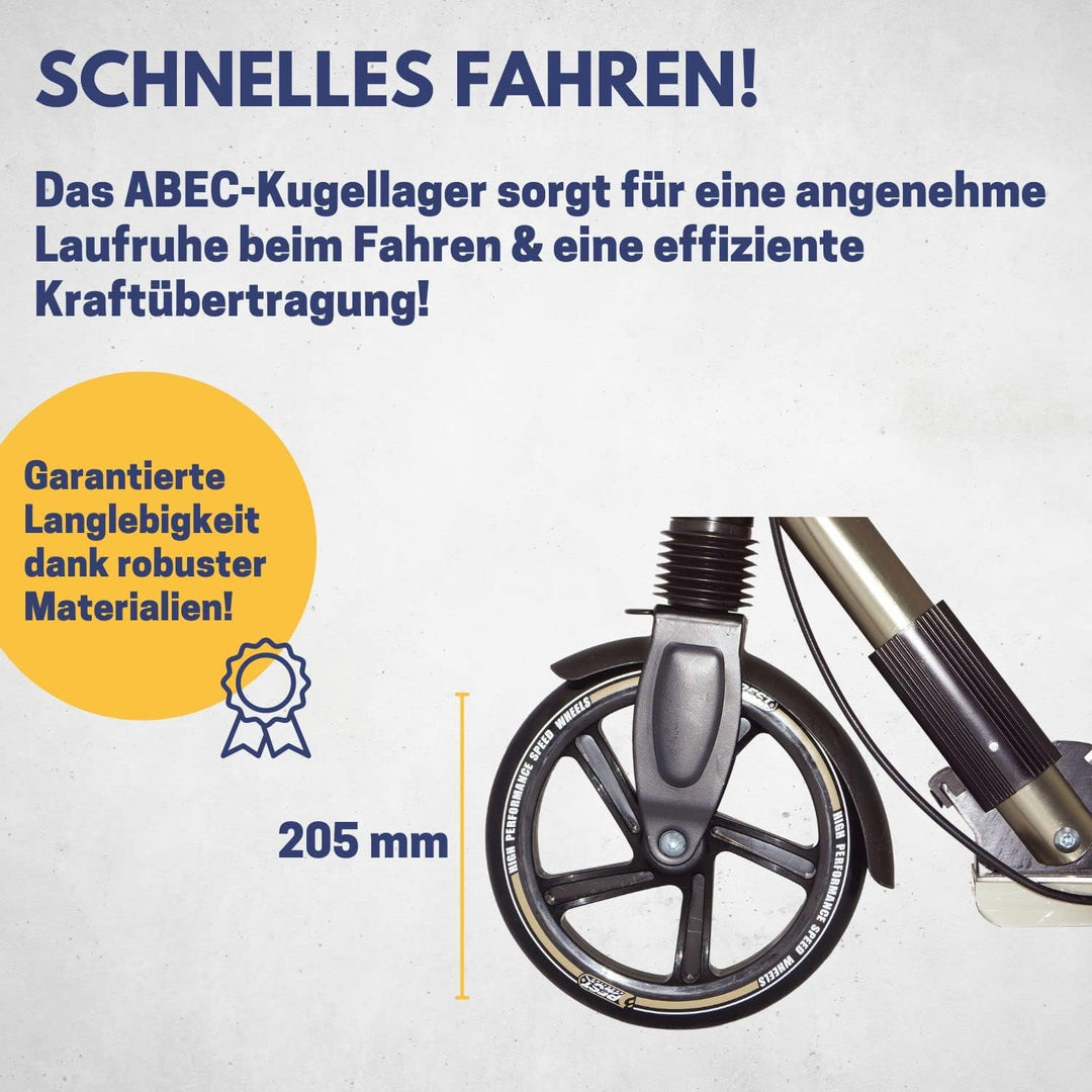 Best Sporting High End Scooter Erwachsene I klappbarer Roller mit Ständer, Handbremse, Klingel und T