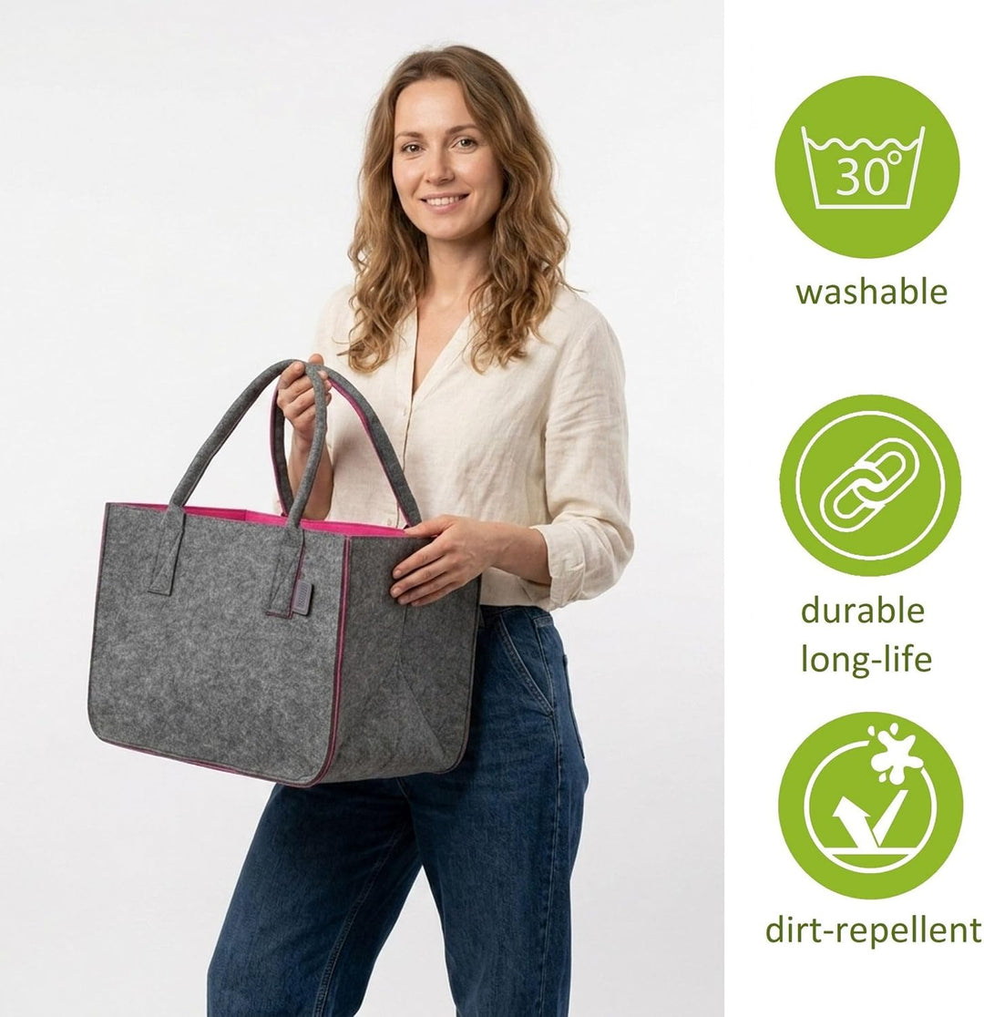 IDEA HOME Filztasche Valencia Shopper Gross-30 Liter Einkaufstasche XXL Zusammenklappbar Einkaufskor