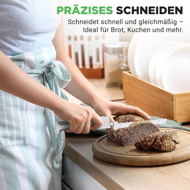 Nutrichef Elektrisches Küchenmesser – Akku-Messer mit Edelstahlklingen, USB-C, Weiss Für Truthahn, F