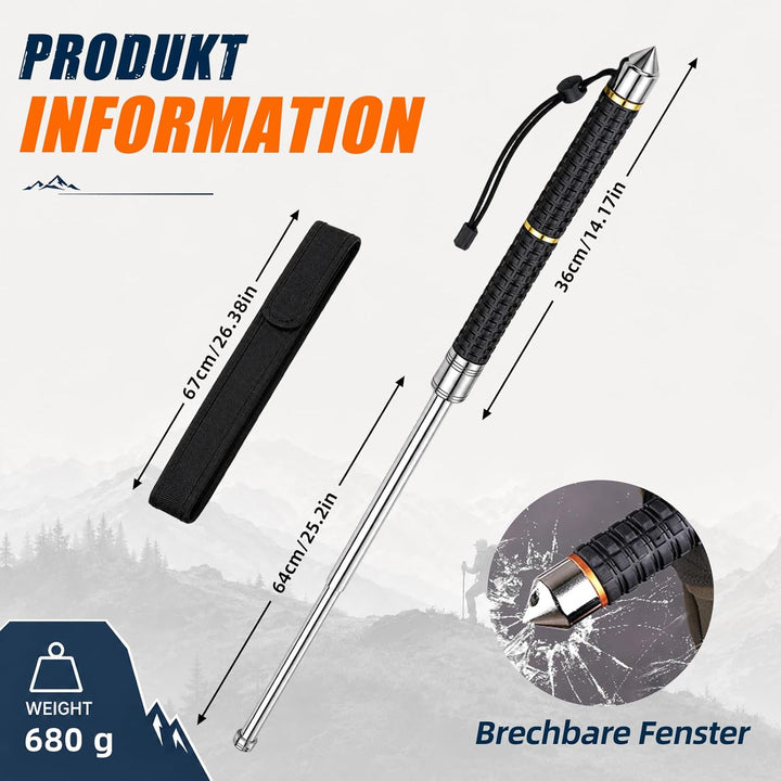 Teleskop-Einsatzstab & Faltbarer Wanderstock mit Gürteltasche Multifunktionaler Wanderstab 36-100cm