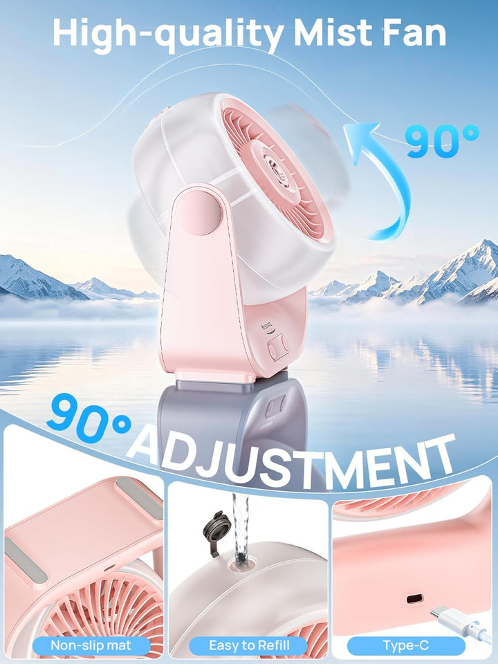 Kssvzz Tischventilator Leise mit Wasserkühlung - 5000mAh USB Ventilator Akku mit 5 Stufen, LED-Anzei