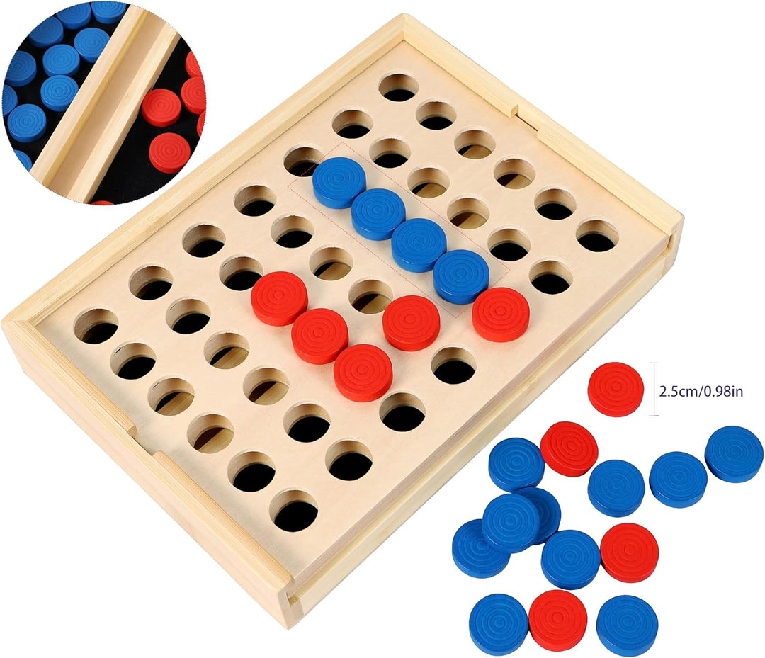 TOWO Holz 4 in Einer Reihe Spiel-klassisches Strategie-Spiel für Kinder-Connect das 4 Discs von glei