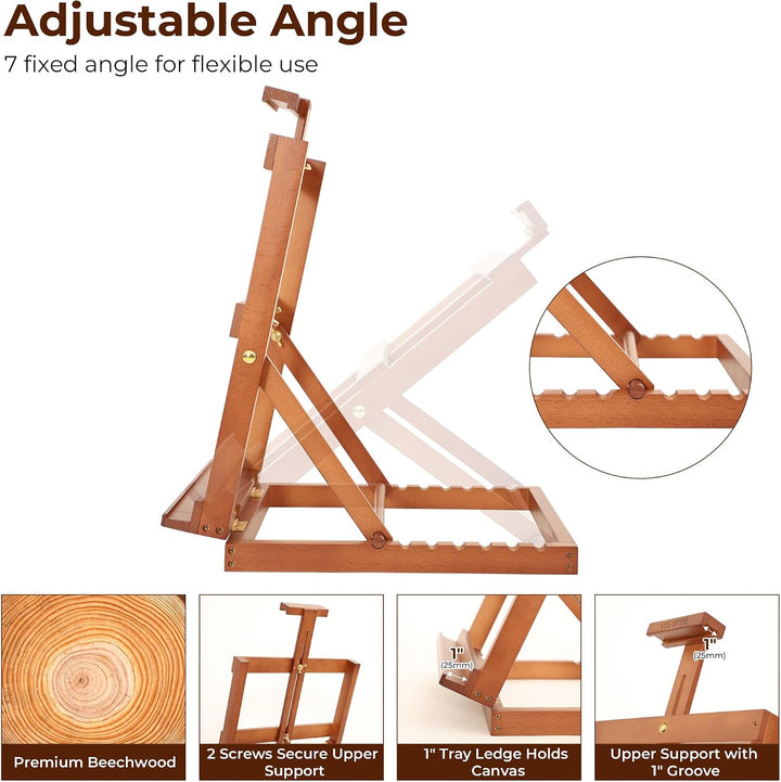 VISWIN Robuste H-Rahmen-Tischstaffelei aus Holz, hält Leinwand bis zu 23", verstellbare Künstler-Tis