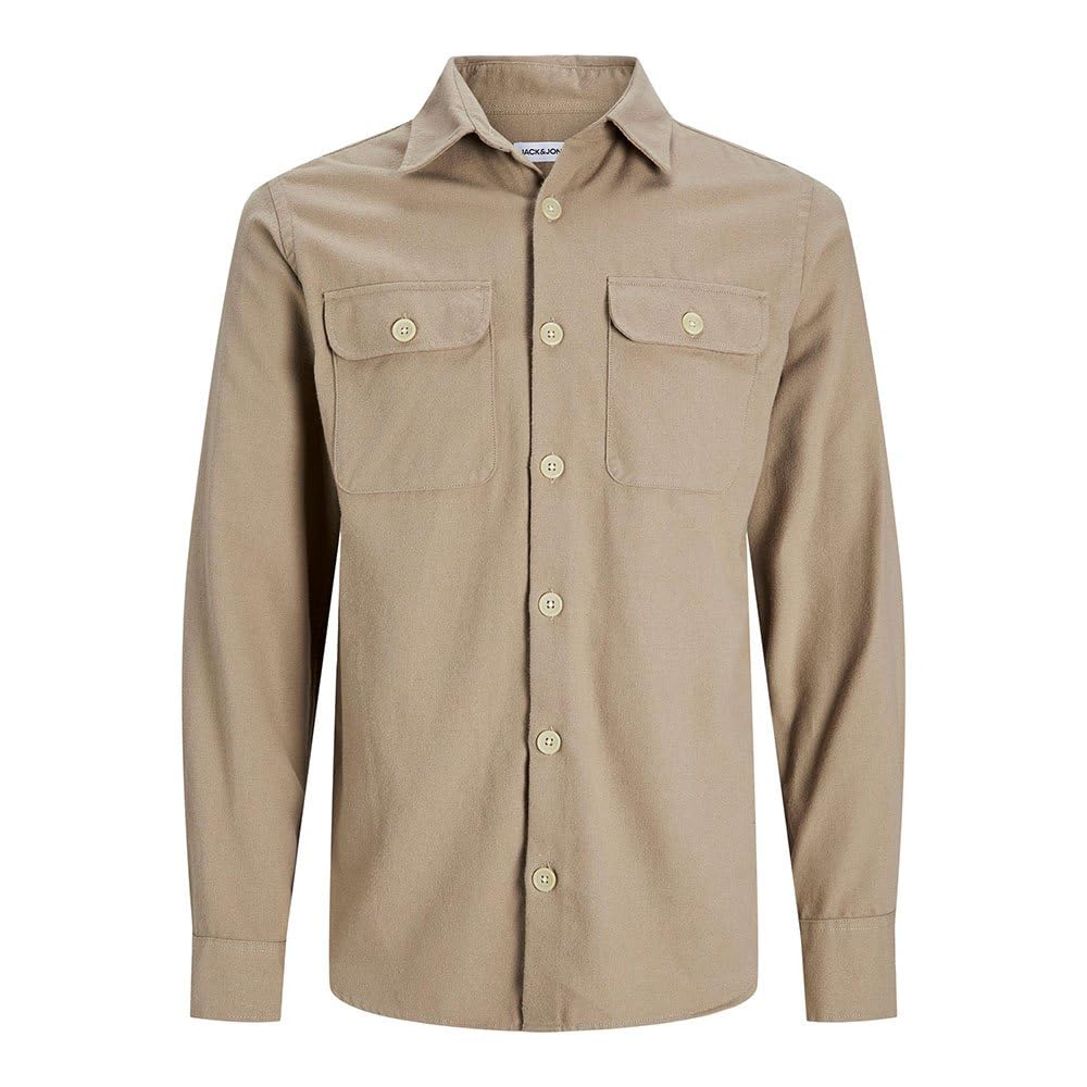 Jack & Jones Herren Jjdarren Flannel Overshirt Ls Freizeithemd (1er Pack) XS Crockery/Fit:solid, XS