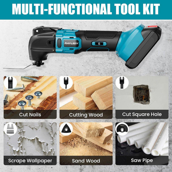 Akku Multifunktionswerkzeug für Makita 18V Akku, Oszillationswerkzeug Multitool mit 2.0Ah Akku, Bürs