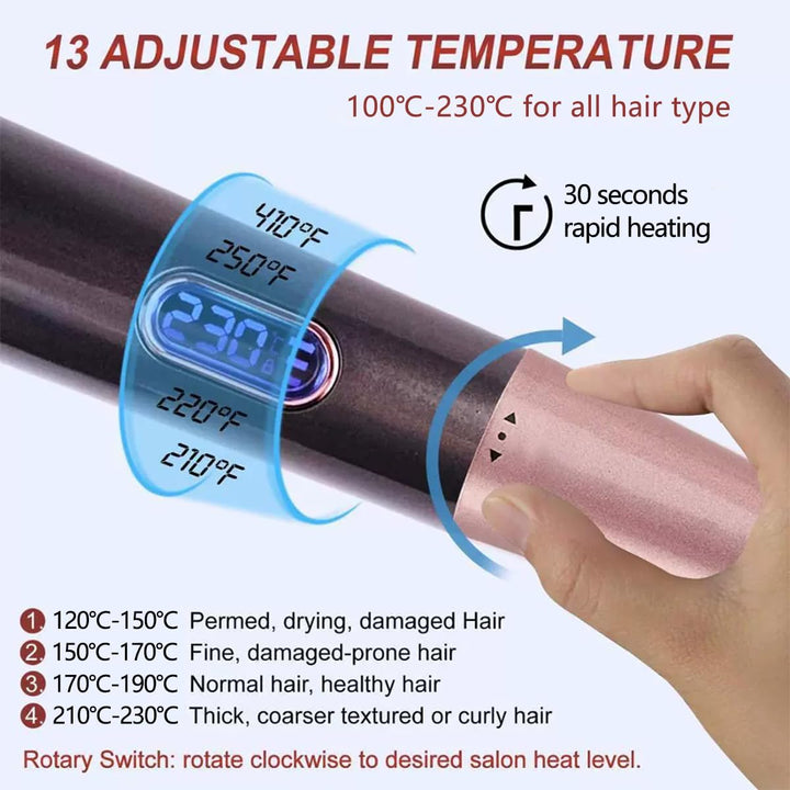 2-in-1 Glätteisen & Lockenstab: LCD-Temp.display, 10 Temp.-Stufen (140-230°C), 3D-Floating-Platten,
