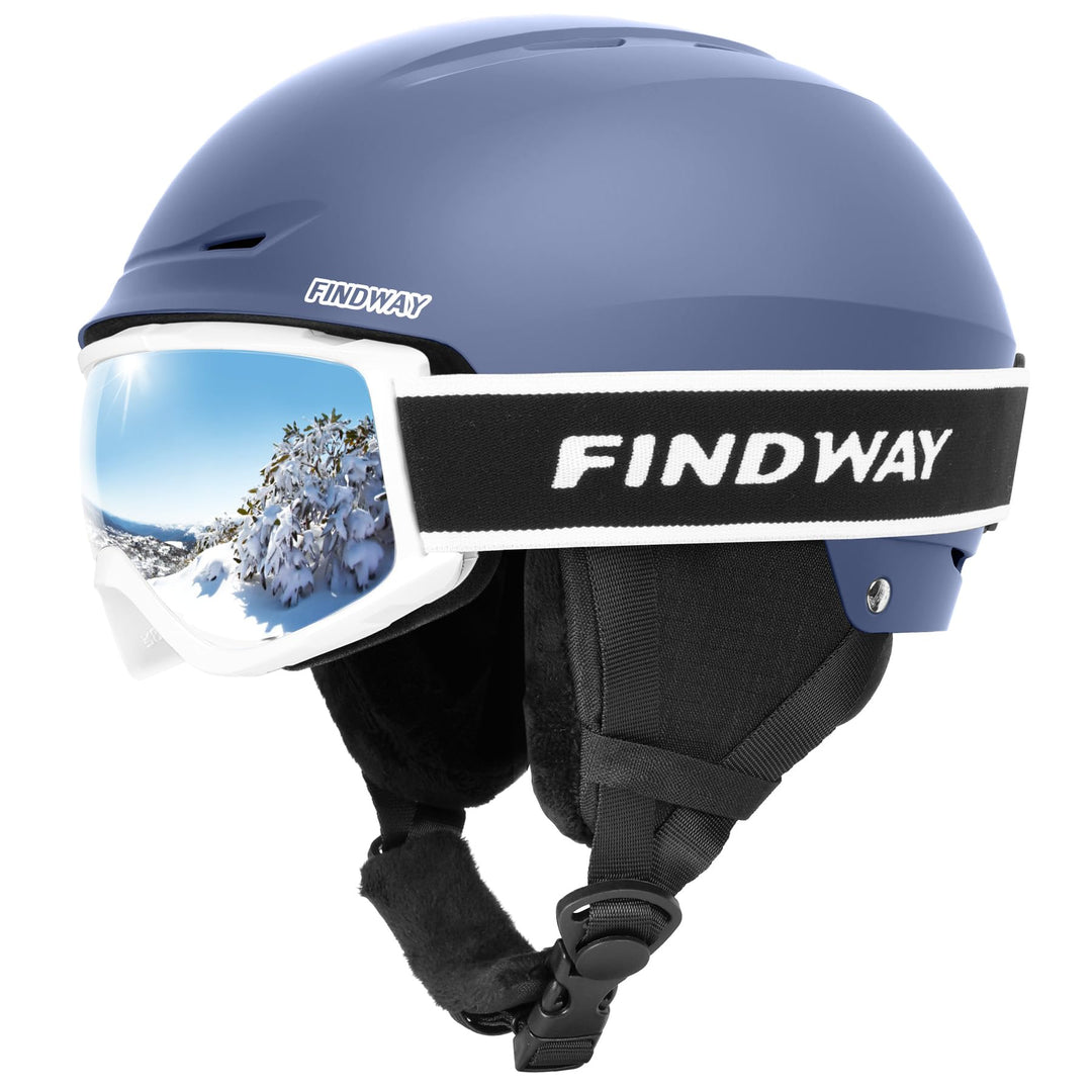 Findway Skihelm und Skibrille Set, SnowboardHelm mit Brille für Damen und Herren Erwachsene Skihelme