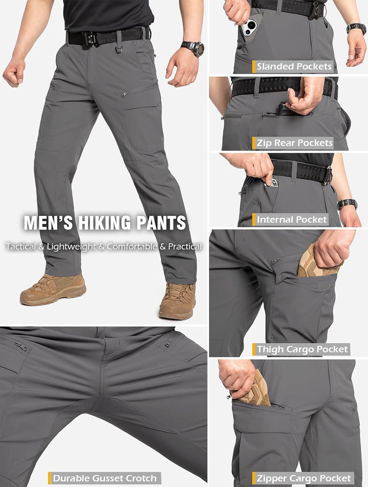 CARWORNIC Herren Schnelltrocknend Taktisch Hose Leicht Wanderhose Angelhose Stretch Cargohose 30W /