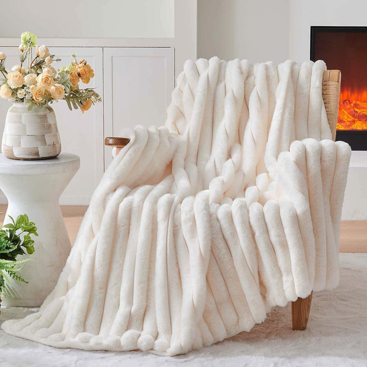 Lanqinglv Kuscheldecke Flauschig Decke Weiss,Dicke Kuscheldecke Plüsch Flanell Decke,Weiche Warme Wi