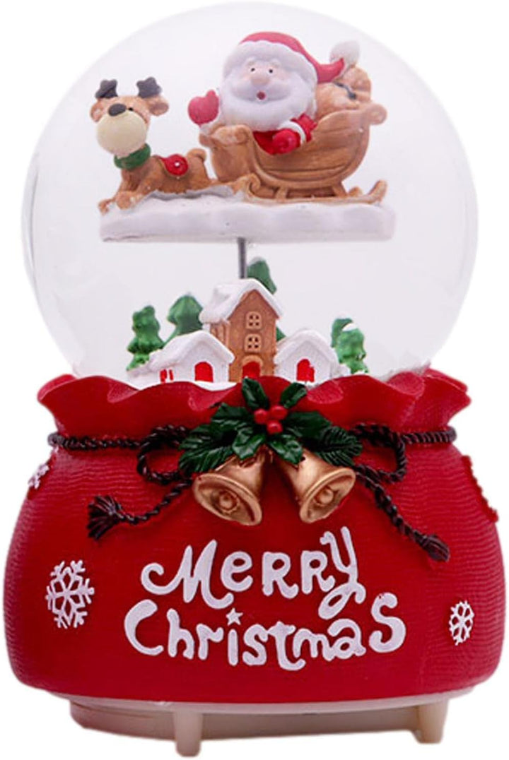 Aizuoni Weihnachtsschneekugel,Weihnachtsmann-Weihnachtsbaum-beweglicher Zug-Schneekugel - Farbwechse